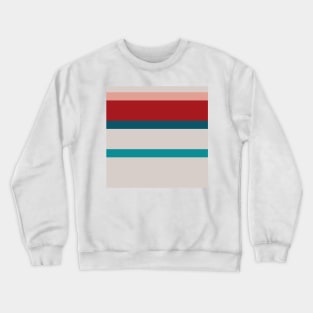 A matchless package of Blood (Animal), Blush, Silver, Dark Cyan and Philippine Indigo stripes. Crewneck Sweatshirt